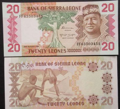 Лот: 6695785. Фото: 1. Сьерра-Леоне. 20 леоне 1984 UNC... Африка