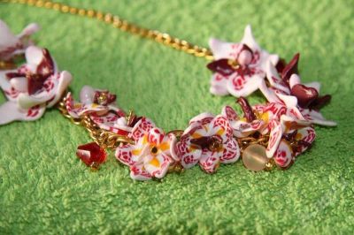 Лот: 200787. Фото: 1. Колье "Орхидеи", Hand made, полимерная... Колье