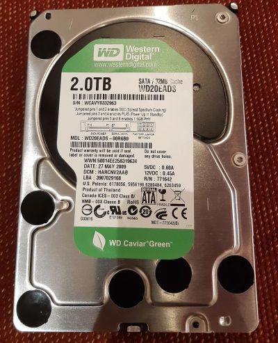 Лот: 16929648. Фото: 1. Жесткий диск 2Тб WD Caviar Green... Жёсткие диски (HDD)
