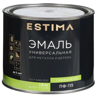 Лот: 25051728. Фото: 1. Эмаль Estima, ПФ-115, алкидная... Краски, лаки, растворитель