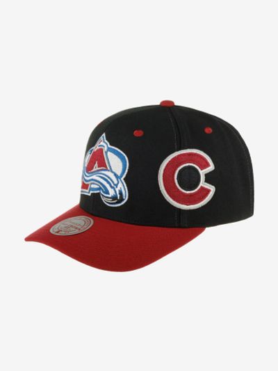 Лот: 23574593. Фото: 1. Бейсболка MITCHELL NESS HHSS7311-CAVYYPPPBLCK... Другое (спортивная одежда)