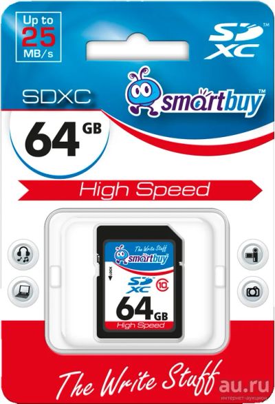 Лот: 15809749. Фото: 1. Карта памяти SDXC 64 Gb SmartBuy... Карты памяти