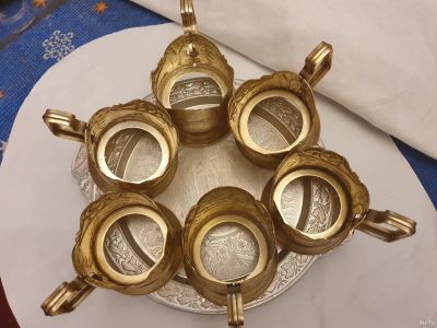 Лот: 17680615. Фото: 1. 6 подстаканников и 6 подносов... Предметы интерьера и быта