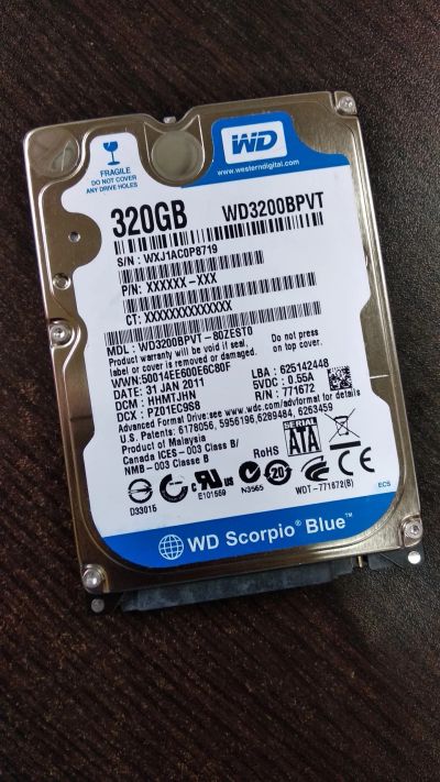 Лот: 11905896. Фото: 1. WD WD3200BPVT 320 Gb Для ноутбука... Жёсткие диски (HDD)