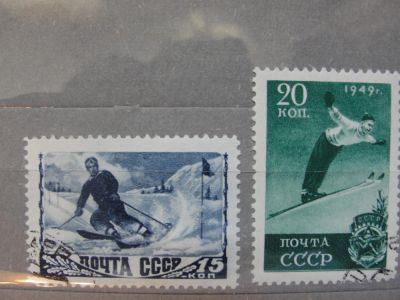 Лот: 4450916. Фото: 1. 1949. Лыжный спорт, 2 марки. Марки