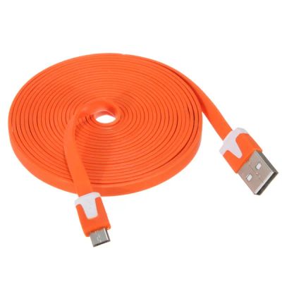 Лот: 3603932. Фото: 1. кабель microUSB 3м оранжевый. Дата-кабели, переходники