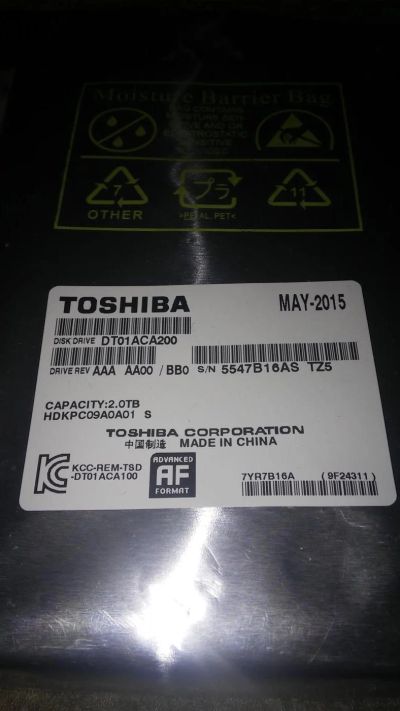 Лот: 6927623. Фото: 1. Жесткий диск Toshiba DT01ACA200... Жёсткие диски (HDD)
