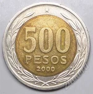 Лот: 1583139. Фото: 1. Чили. 500 песо 2000г. Биметалл... Америка