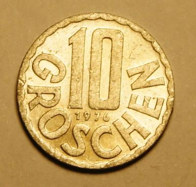 Лот: 3802553. Фото: 1. Австрия.10 грошей 1976 г.(348). Германия и Австрия