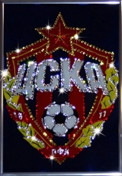 Лот: 21291152. Фото: 1. Картина Логотип ЦСКА с кристаллами... Флаги, гербы