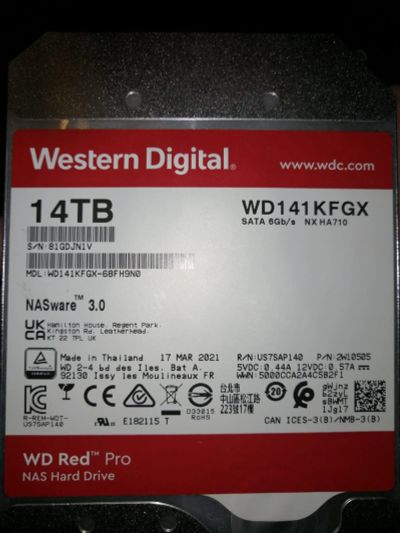 Лот: 18188065. Фото: 1. Жесткий диск14tb WD red pro wd141kfgx. Жёсткие диски (HDD)