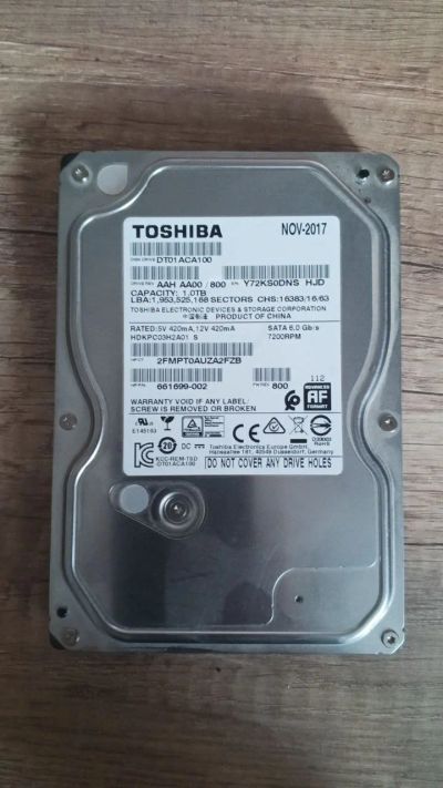 Лот: 24839827. Фото: 1. HDD Toshiba 1Tb DT01ACA100. Жёсткие диски (HDD)