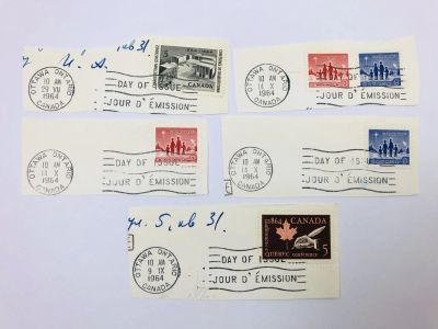 Лот: 23963795. Фото: 1. 5 вырезок с конверта. Печать Конверт... Марки