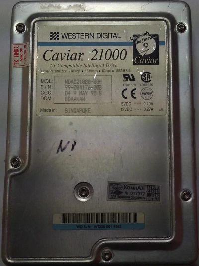 Лот: 3782565. Фото: 1. Western Digital / Model: WDC AC21000H... Жёсткие диски (HDD)