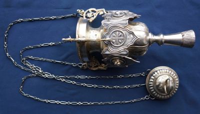 Лот: 17518347. Фото: 1. Старинная серебряная лампада огромного... Другое (предметы интерьера)
