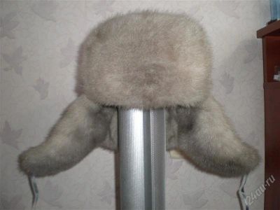Лот: 2354623. Фото: 1. Шапка-ушанка из голубой норки. Головные уборы