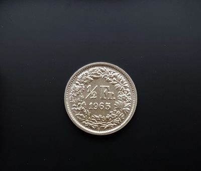 Лот: 17162841. Фото: 1. Швейцария 1/2 франка 1965 года... Европа