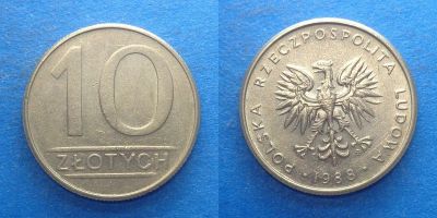 Лот: 16029933. Фото: 1. Польша 10 злотых 1988. Европа