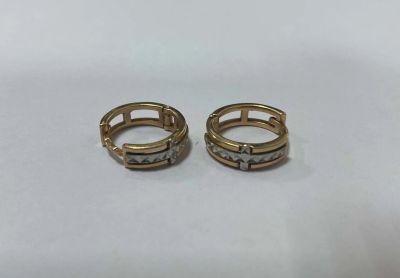 Лот: 24635817. Фото: 1. Золотые серьги 3,65гр. 585пр... Серьги, каффы
