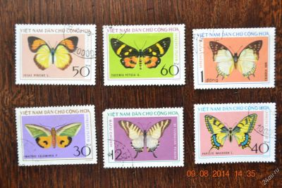 Лот: 6718153. Фото: 1. Марки Вьетнама 1976г. Бабочки. Марки