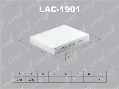 Лот: 13357132. Фото: 1. Lynx LAC-1901 Салонный фильтр. Расходные материалы