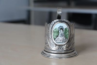 Лот: 7904005. Фото: 1. Редкий Подстаканник с керамической... Предметы интерьера и быта