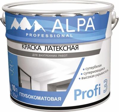 Лот: 6942106. Фото: 1. Краска Alpa PROFI 3 латексная... Краски, лаки, растворитель