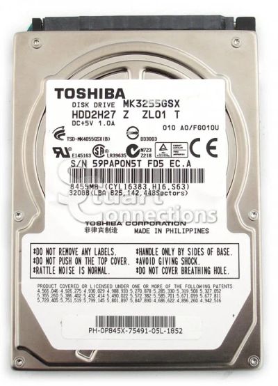 Лот: 11386099. Фото: 1. HDD 320Gb 2.5" Toshiba MK3255GSX. Жёсткие диски