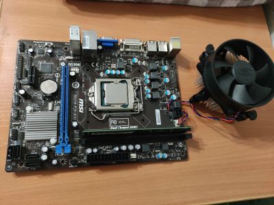 Лот: 25551199. Фото: 1. msi h61m p20/ddr3 8gb 1600/i3... Комплекты запчастей