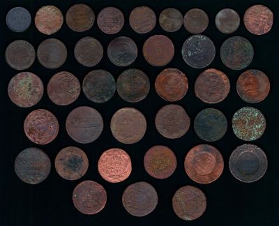 Лот: 25650972. Фото: 1. Набор 38 царских медных монет... Россия до 1917 года