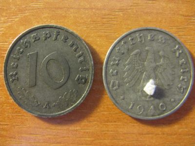 Лот: 10508444. Фото: 1. Германия 3 Рейх. 10 пфеннигов... Германия и Австрия
