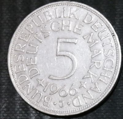 Лот: 15184504. Фото: 1. Германия. 5 марок. 1966 год. Монетный... Остальные страны