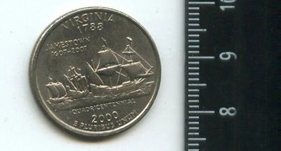 Лот: 16912840. Фото: 1. (№7032) США 25 центов 2000 год... Америка