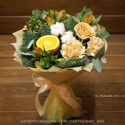 Лот: 7196903. Фото: 1. Букет с лимоном) № 468 Доставка... Свежие цветы