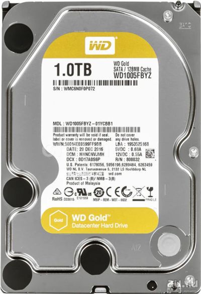 Лот: 13525080. Фото: 1. Жесткий диск WD Gold WD1005FBYZ... Жёсткие диски (HDD)