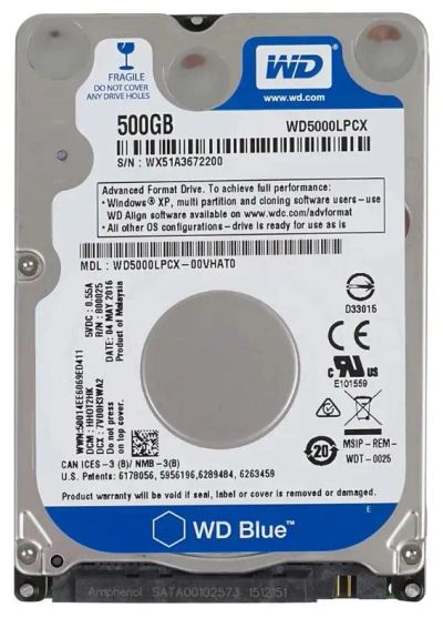 Лот: 24868204. Фото: 1. Жесткий диск WD Blue WD5000LPCX... Жёсткие диски (HDD)