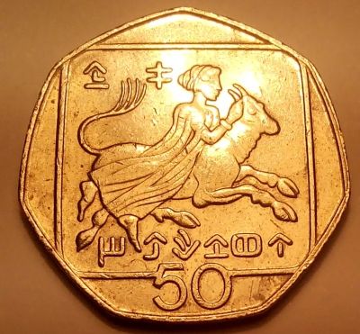 Лот: 4949622. Фото: 1. Кипр. 50 центов 1998 год. Азия