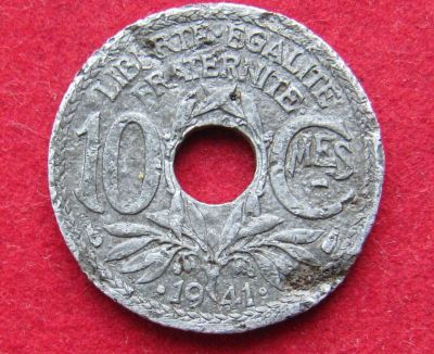 Лот: 15318630. Фото: 1. Франция 10 сантимов 1941г. Остальные страны