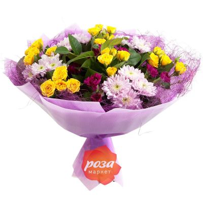 Лот: 3652443. Фото: 1. Букет из роз, гвоздик и хризантем. Другое (цветы, букеты)