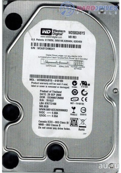 Лот: 8171958. Фото: 1. Жесткий диск HDD 500 Gb WDC WD5002ABYS... Жёсткие диски (HDD)