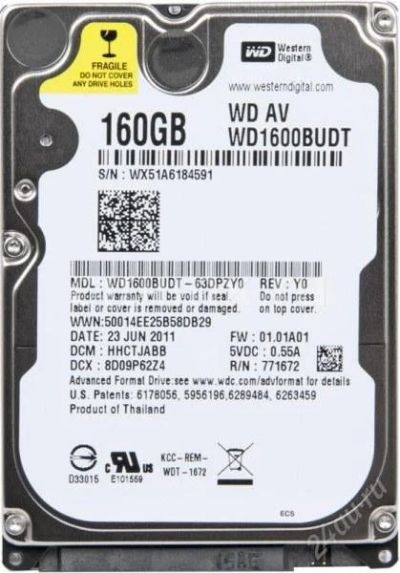Лот: 1750359. Фото: 1. Винчестер 160Гб Western Digital... Жёсткие диски (HDD)