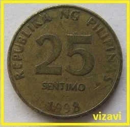 Лот: 15844229. Фото: 1. Филиппины 25 сентимо 1998 (№). Азия