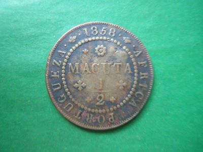 Лот: 22570878. Фото: 1. Ангола 1/2 макуты 1858 г. Африка