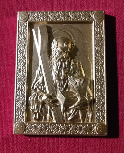 Лот: 15590257. Фото: 1. Медная икона. Андрей Первозванный. Иконы