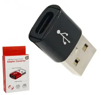 Лот: 19409609. Фото: 1. Переходник USB - Type-C (черный... Дата-кабели, переходники