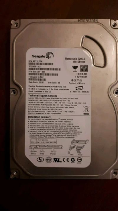 Лот: 11511884. Фото: 1. Seagate Barracuda 160Gb HDD жесткий... Жёсткие диски