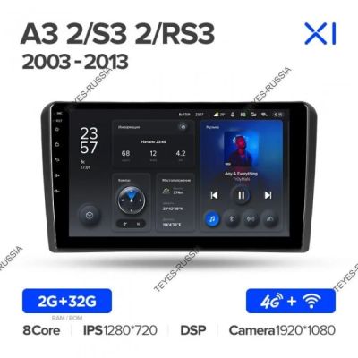 Лот: 20757686. Фото: 1. Магнитола Teyes X1 Audi A3 2003-2013. Автомагнитолы