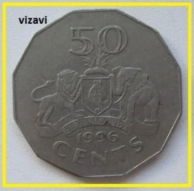 Лот: 16749838. Фото: 1. Свазиленд 50 центов 1996 (9). Африка