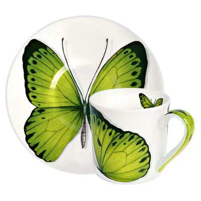 Лот: 24939435. Фото: 1. Пара кофейная Taitu Freedom Butterfly. Кружки, стаканы, бокалы