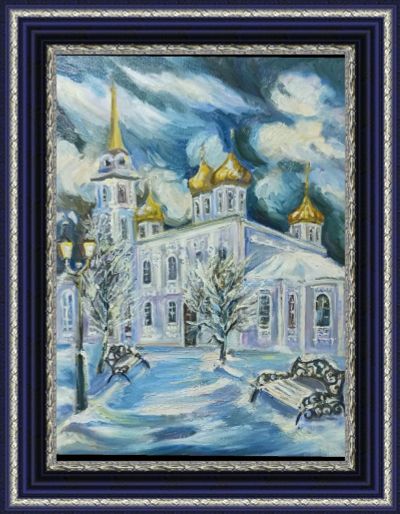 Лот: 25001353. Фото: 1. Картина маслом Храм. Картины, рисунки